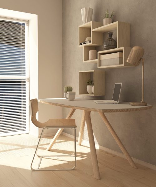 Render of a 3D modern home office